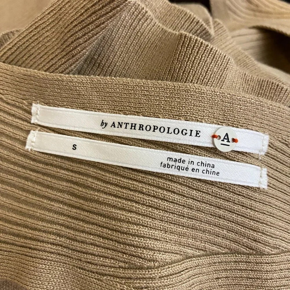 NWT Anthropologie Mock Neck Midi Dress Women's Small Cedar Tan Sleeveless Knit - Picture 15 of 16